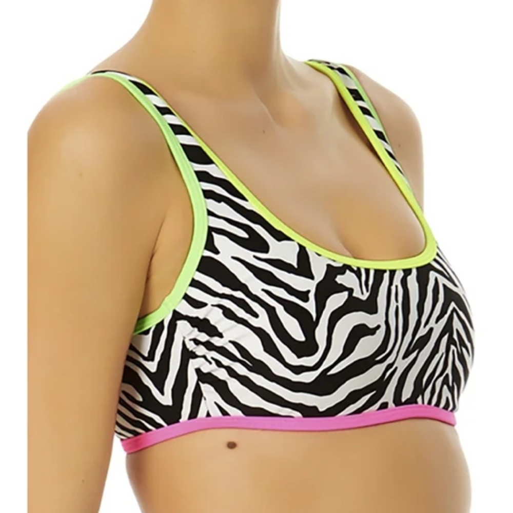 Zebra Print Bandeau Bikini Swim Top